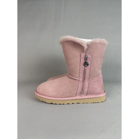 Women's UGG Boots Size 7 Bailey Zip Short Pink Shell Suede Wool Sold Out Color - Picture 6 of 16